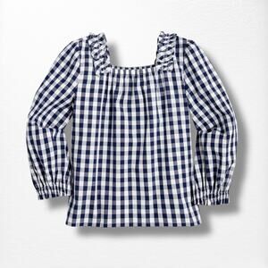 Crewcuts Gingham Squareneck Top, Size 4/5